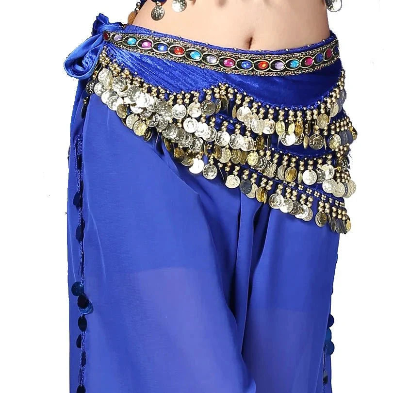 1PC New Style Belly Dance Belt Newest Multi-color Glass Silk Velvet Dancing Belt Scarf Crystal BellyDance Waist Chain Hip Scarf